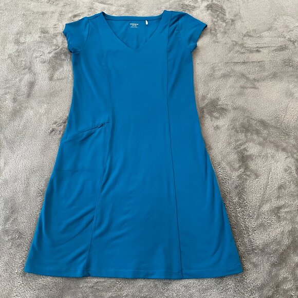 Toad & Co Tech Tomboy Cap Sleeve Dress SMALL Blue Tennis Pickleball Stretch - Picture 1 of 6